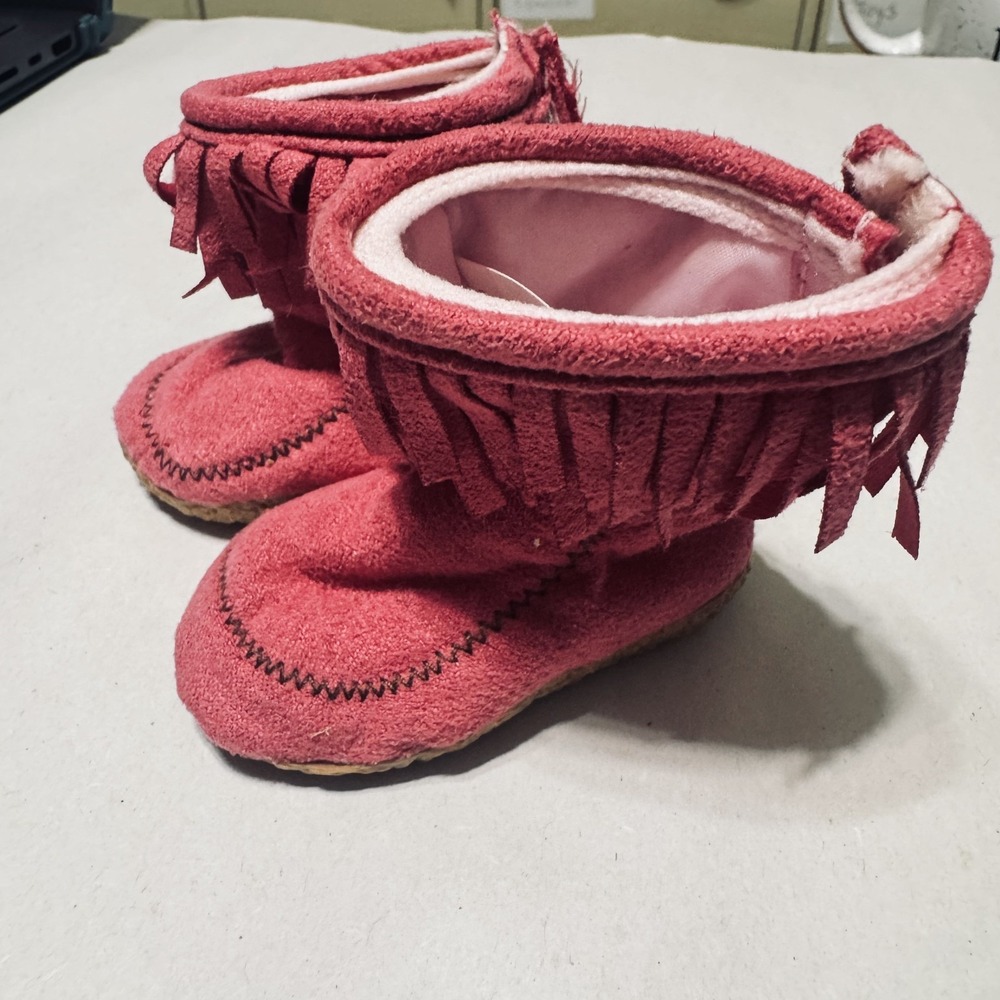 Battat Our Generation doll Pink Boots Mocassins fringe faux suede
